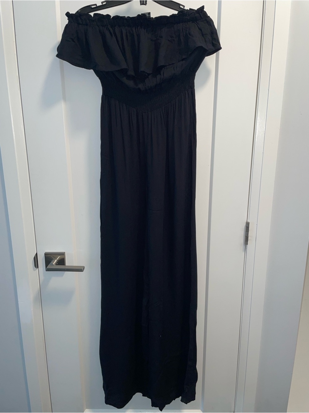 Forever 21 Black Off-Shoulder Wide-Leg Jumpsuit